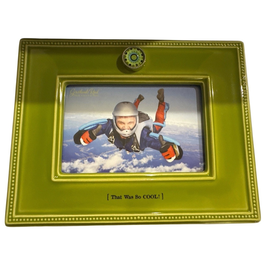 Grasslands Road‎ Photo Frame 4x6 "That Was So Cool!" Green Ceramic Frame NIB